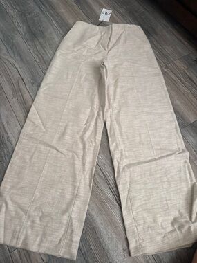 Zara Cream Wide-Leg Pants High-Waisted